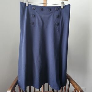 JCrew Below-knee Navy Blue Women's Flare Skirt w/ Nautical Detail Sz 8